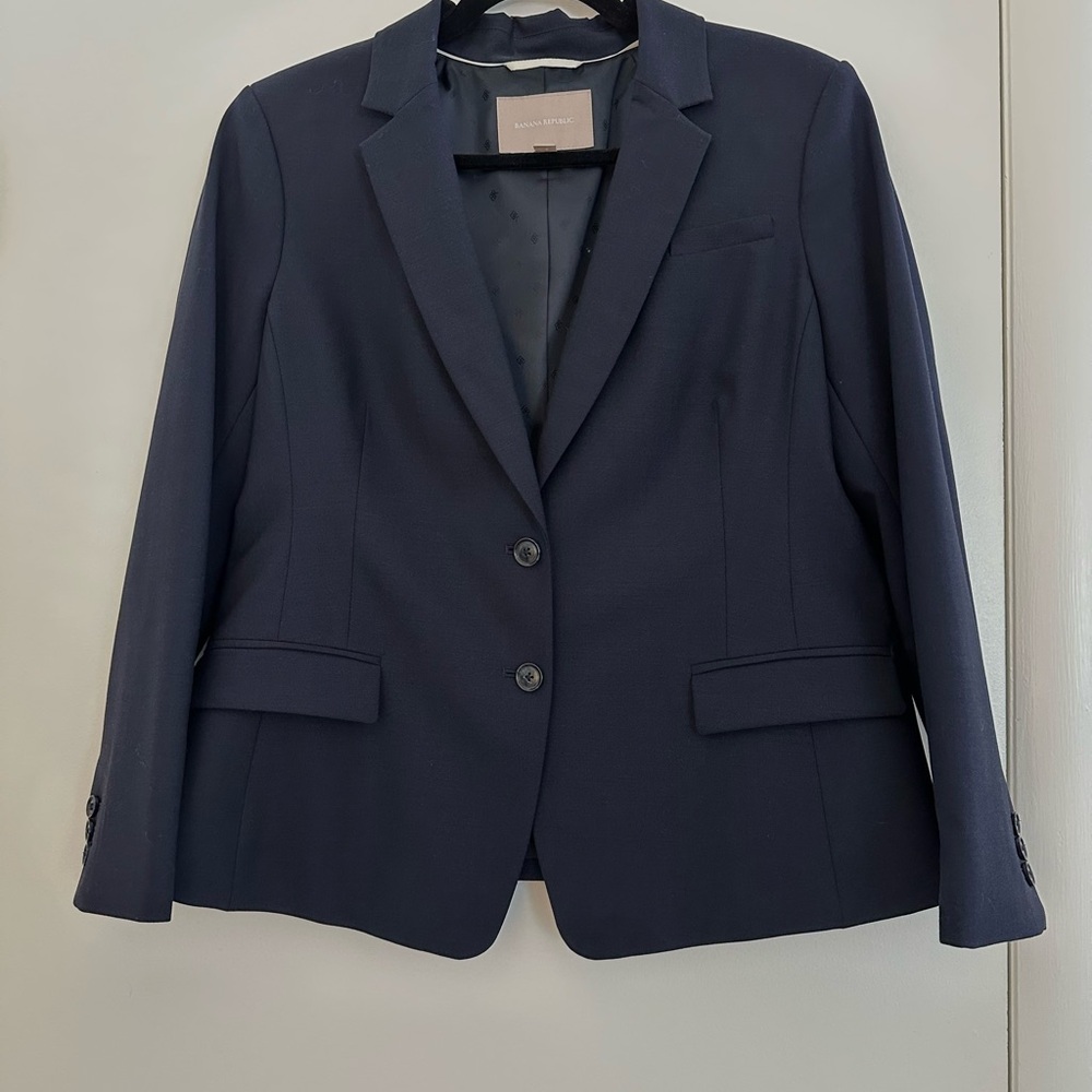 Women’s Petite Navy Blazer (14P) and Pants (12P) Wool Blend